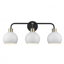 Trans Globe 22533 BKAG-WH - 3LT VANITY-WH METAL SHADES-BK-